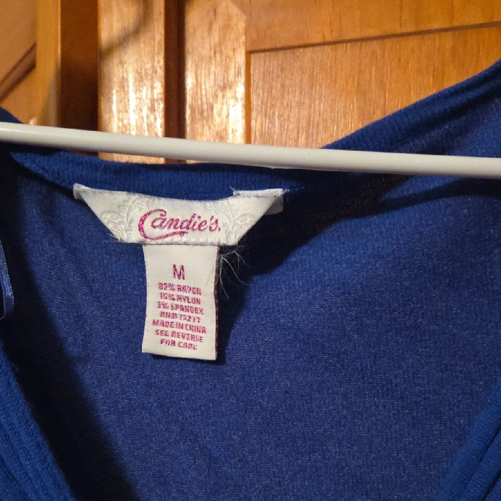 Chaps Navy Ruched V-Neck Top - Picture 3 of 4